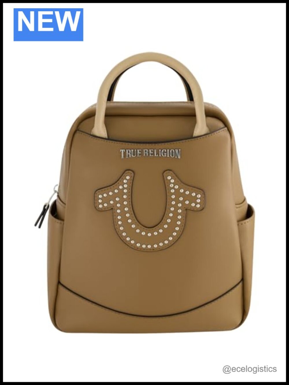 Mini Backpack Purse with Studded Horseshoe Logo, Adjustable Straps
